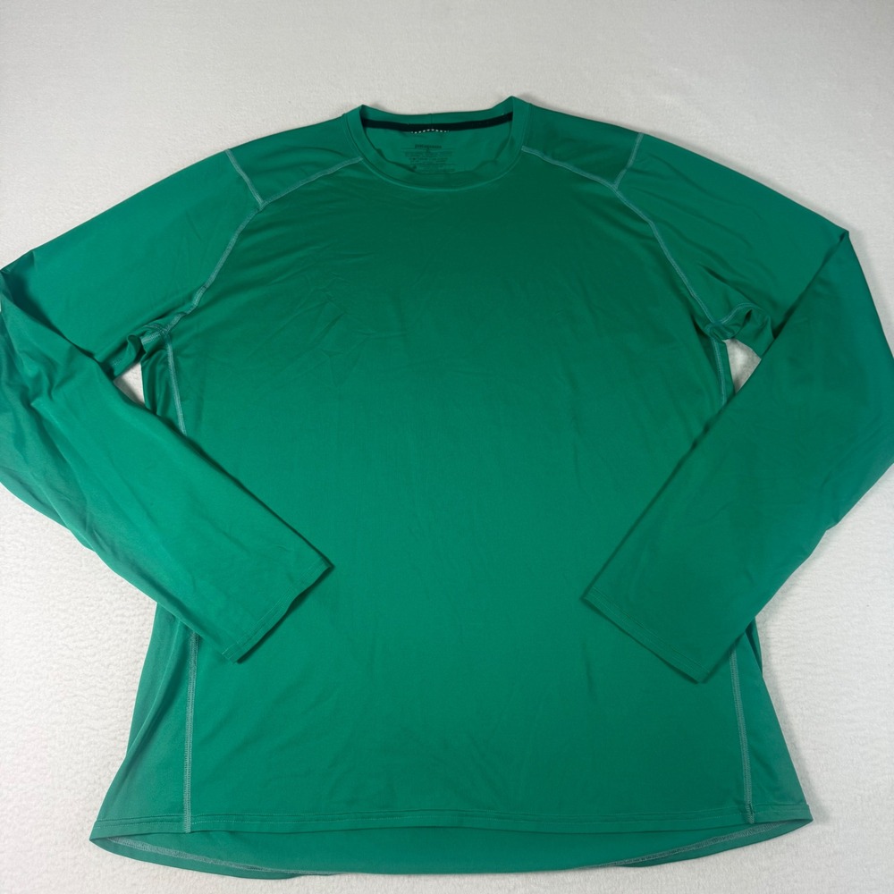 Patagonia Mens XL Green Polyester Spandex Gorpcore Long Sleeve Performance Shirt
